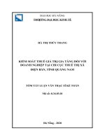 Kiểm soát thuế giá trị gia tăng đối với doanh nghiệp tại chi cục thuế thị xã điện bàn, tỉnh quảng nam 