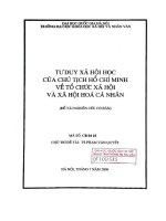 Tư duy xã hội học của chủ tịch hồ chí minh về tổ chức xã hội và xã hội hoá cá nhân 