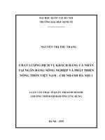Chất lượng dịch vụ khách hàng cá nhân tại ngân hàng nông nghiệp và phát triển nông thôn việt nam   chi nhánh hà nội 1 