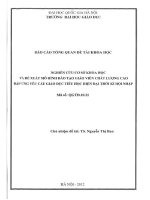 Nghiên cứu cơ sở khoa học và đề xuất mô hình đào tạo giáo viên chất lượng cao đáp ứng yêu cầu giáo dục tiểu học hiện đại thời kì hội nhập 