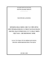 Mở rộng hoạt động cho vay tiêu dùng đối với khách hàng cá nhân tại ngân hàng thương mại cổ phần đầu tư và phát triển việt nam   chi nhánh bắc ninh 