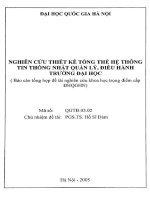 Nghiên cứu thiết kế tổng thể hệ thông tin thống nhất quản lý, điều hành trường đại học 