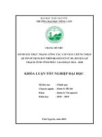 Đánh giá thực trạng cấp giấy chứng nhận quyền sử dụng đất trên địa bàn xã tử du, huyện lập thạch, tỉnh vĩnh phúc giai đoạn 2016   2018 
