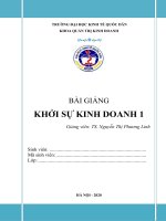 BÀI GIẢNG KHỞI SỰ KINH DOANH 1 Giảng viên: TS. Nguyễn Thị Phương Linh