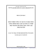 Hoàn thiện công tác quản lý khai thác công trình thủy lợi tại công ty TNHH một thành viên khai thác thủy lợi thái nguyên 
