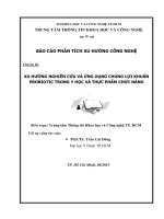 XU HƯỚNG NGHIÊN CỨU VÀ ỨNG DỤNG CHỦNG LỢI KHUẨN PROBIOTIC TRONG Y HỌC VÀ THỰC PHẨM CHỨC NĂNG