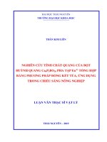 Nghiên cứu tính chất quang của bột huỳnh quang Ca6P5BO20 pha tạp eu2+ tổng hợp bằng phương pháp đồng kết tủa, ứng dụng trong chiếu sáng nông nghiệp 