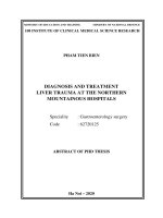 Nghiên cứu chẩn đoán và điều trị chấn thương gan tại một số bệnh viện tỉnh miền núi phía bắc tt tiếng anh 