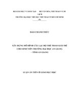 Xây dựng mô hình câu lạc bộ thể thao giải trí cho sinh viên trường đại học an giang – tỉnh an giang