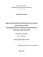 Công tác xã hội trong việc phòng ngừa nguy cơ bị lạm dụng tình dục ở trẻ em lao động sớm (khảo sát trên địa bàn quận ba đình và hoàn kiếm, thành phố hà nội) 