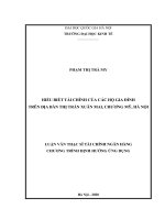 Hiểu biết tài chính của các hộ gia đình trên địa bàn thị trấn xuân mai  chương mỹ  hà nội 