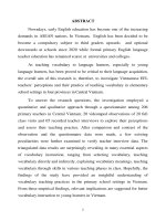 Dạy từ vựng cho học sinh nhỏ tuổi nhận thức và thực hành của giáo viên việt nam dạy tiếng anh ở bậc tiểu học tt tiếng anh 