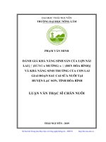 Đánh giá khả năng sinh sản của lợn nái lai ♂ (rừng x mường) x ♀ (đen hòa bình) và khả năng sinh trưởng của con lai giai đoạn sau cai sữa nuôi tại huyện lạc sơn, tỉnh hòa bình 