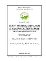 Đánh giá sinh trưởng giai đoạn hậu bị và chất lượng tinh dịch giai đoạn đầu sử dụng của lợn đực giống landrace, yourshire, duroc nuôi tại trung tâm giống vật nuôi tỉnh hòa bình 