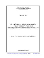 Tổ chức hoạt động trải nghiệm phần cơ học   vật lí 10 theo định hướng phát triển năng lực 