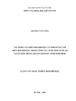 Tác động của biến đổi khí hậu và thích ứng với biến đổi khí hậu trong lĩnh vực nuôi tôm nước lợ tại xã kim trung,huyện kim sơn, tỉnh ninh bình 