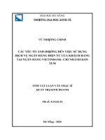 Các yếu tố ảnh hưởng đến việc sử dụng dịch vụ ngân hàng điện tử của khách hàng tại ngân hàng vietinbank chi nhánh kon tum 