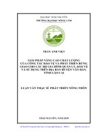 Giải pháp nâng cao chất lượng của công tác bảo vệ và phát triển rừng giao cho các hộ gia đình quản lý, bảo vệ và sử dụng trên địa bàn huyện văn bàn, tỉnh lào cai 