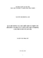 Quan hệ tương tác giữa điều kiện tự nhiên với đời sống văn hóa của cư dân làng việt cổ đường lâm, thị xã sơn tây, hà nội 
