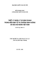 Triết lý quản lý và kinh doanh trong nền kinh tế thị trường định hướng xã hội chủ nghĩa việt nam 