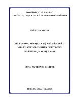 Chất lượng mối quan hệ nhà sản xuất – nhà phân phối   nghiên cứu trong ngành nhựa ở việt nam 