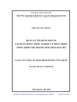 Quản lý tín dụng bán lẻ tại ngân hàng nông nghiệp và phát triển nông thôn chi nhánh tỉnh thái nguyên 