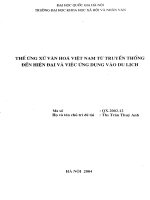 Thế ứng xử văn hoá việt nam từ truyền thống đến hiện đại và việc ứng dụng vào du lịch 