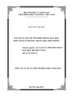 Tóm tắt luận án Tiến sĩ Khoa học giáo dục: Xây dựng chủ đề tích hợp trong dạy học môn Toán ở trường trung học phổ thông