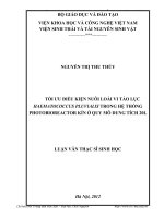 Tối ưu điều kiện nuôi loài vi tảo lục haematococcus pluvialis trong hệ thống photobioreactor kín ở quy mô dung tích 20l 