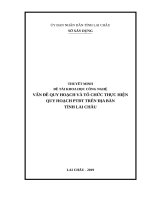 VẤN ĐỀ QUY HOẠCH VÀ TỔ CHỨC THỰC HIỆNQUY HOẠCH PTĐT TRÊN ĐỊA BÀNTỈNH LAI CHÂU