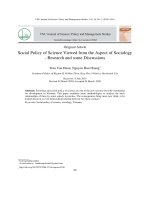 Khoa học chính sách xã hội nhìn từ lăng kính xã hội học – Nghiên cứu và một vài luận bàn