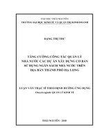 Tăng Cường Công Tác Quản Lý Nhà Nước Các Dự Án Xây Dựng Cơ Bản Sử Dụng Ngân Sách Nhà Nước