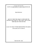 Quản Lý Thuế Thu Nhập Cá Nhân Đối Với Người Có Thu Nhập Từ Tiền Công, Tiền Lương Trên Địa Bàn Tỉnh