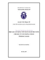 Hiệu quả sử dụng vốn ngân sách nhà nước cho đầu tư xây dựng cơ bản tỉnh bắc giang  