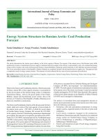 Energy system structure in Russian Arctic: Coal production forecast