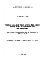 Phát triển năng lực hợp tác giải quyết vấn đề của học sinh trong dạy học phần hóa học phi kim trung học phổ thông tt 