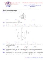 Đề thi HK 1 môn Toán lớp 12 năm 2019-2020 - Sở GD&ĐT Tây Ninh