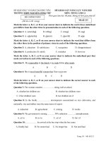 Đề thi thử THPT Quốc gia môn Tiếng Anh năm 2020 - THPT Nguyễn Công Trứ