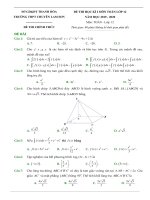 Đề thi HK 1 môn Toán lớp 12 năm 2019-2020 - THPT Chuyên Lam Sơn, Thanh Hóa