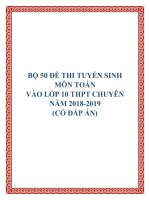 Bộ 50 đề thi tuyển sinh môn Toán vào lớp 10 THPT chuyên năm 2018-2019 có đáp án