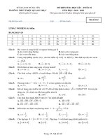 Đề thi HK 1 môn Toán lớp 10 năm 2019-2020 - THPT Triệu Quang Phục