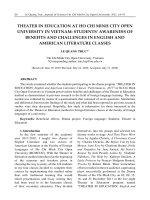 Theater in education at Ho Chi Minh city open university in Vietnam: Students’ awareness of benefits and challenges in English and American literature classes