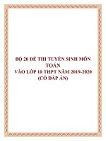 Bộ 20 đề thi tuyển sinh môn Toán vào lớp 10 THPT năm 2019-2020 có đáp án