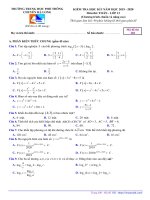 Đề thi HK 1 môn Toán lớp 12 năm 2019-2020 - THPT Chuyên Hạ Long