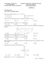 Đề thi HK 1 môn Toán lớp 12 năm 2019-2020 - THPT Nguyễn Chí Thanh