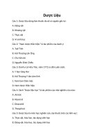 TRẮC NGHIỆM 150 CÂU DƯỢC LIỆU