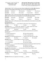 Đề thi thử THPT Quốc gia môn Tiếng Anh năm 2020 - THPT Nguyễn Bá Ngọc