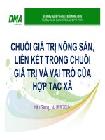 CHUỖI GIÁ TRỊ NÔNG SẢN, LIÊN KẾT TRONG CHUỖI GIÁ TRỊ VÀ VAI TRÒ CỦA HỢP TÁC XÃ