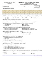 Đề thi HK 1 môn Toán lớp 12 năm 2019-2020 - THPT Kim Liên
