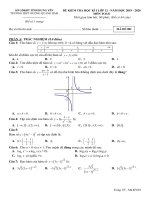 Đề thi HK 1 môn Toán lớp 12 năm 2019-2020 - THPT Dương Quảng Hàm